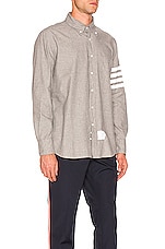 Thom Browne 4 Bar Chambray Shirt in Medium Grey, view 3, click to view large image.