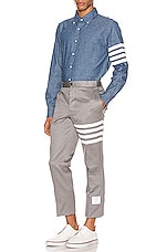 Thom Browne Straight Fit Button Down Long Sleeve Shirt in Blue, view 5, click to view large image.