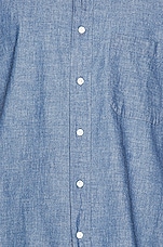 Thom Browne Straight Fit Button Down Long Sleeve Shirt in Blue, view 6, click to view large image.