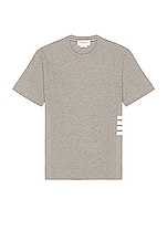 Thom Browne 4 Bar Short Sleeve Cuff Tee in Light Grey, view 1, click to view large image.