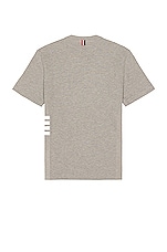 Thom Browne 4 Bar Short Sleeve Cuff Tee in Light Grey, view 2, click to view large image.