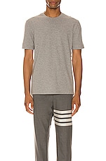 Thom Browne 4 Bar Short Sleeve Cuff Tee in Light Grey, view 4, click to view large image.