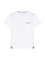 Thom Browne Pocket Tee in White, view 1, click to view large image.