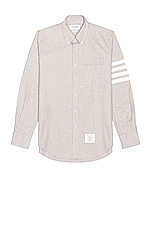 Thom Browne Straight Fit 4 Bar Shirt in Medium Grey, view 1, click to view large image.