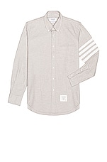 Thom Browne Straight Fit 4 Bar Shirt in Medium Grey, view 2, click to view large image.
