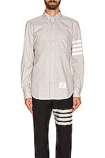 Thom Browne Straight Fit 4 Bar Shirt in Medium Grey, view 4, click to view large image.