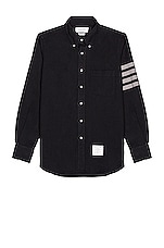 Thom Browne Straight Fit 4 Bar Shirt in Navy, view 1, click to view large image.
