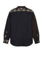 Thom Browne Snap Front Shirt Jacket in Dark Brown, view 2, click to view large image.