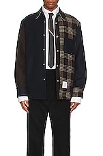 Thom Browne Snap Front Shirt Jacket in Dark Brown, view 4, click to view large image.