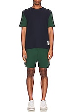 Thom Browne Fun Mix Tee in Green & Navy, view 5, click to view large image.