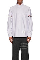 Thom Browne Straight Fit Long Sleeve Shirt in Medium Grey, view 4, click to view large image.