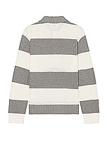 Thom Browne Long Sleeve Stripe Rugby in Light Grey, view 2, click to view large image.
