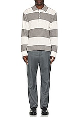 Thom Browne Long Sleeve Stripe Rugby in Light Grey, view 5, click to view large image.