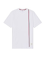 Thom Browne Rwb Stripe Short Sleeve Shirt in White, view 1, click to view large image.