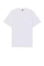 Thom Browne Rwb Stripe Short Sleeve Shirt in White, view 2, click to view large image.