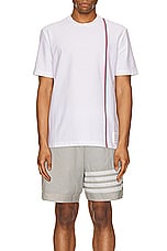Thom Browne Rwb Stripe Short Sleeve Shirt in White, view 4, click to view large image.