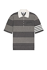 Thom Browne Rugby Short Sleeve Polo in Tonal Grey, view 1, click to view large image.