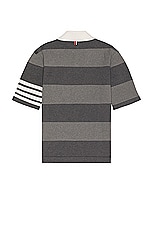 Thom Browne Rugby Short Sleeve Polo in Tonal Grey, view 2, click to view large image.