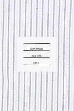Thom Browne 4 Bar Straight Fit Short Sleeve Shirt in Light Blue, view 3, click to view large image.