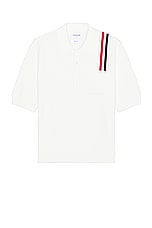 Thom Browne Short Sleeve Polo in White, view 1, click to view large image.