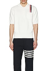 Thom Browne Short Sleeve Polo in White, view 4, click to view large image.