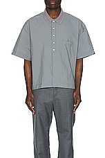 Thom Browne Seersucker Rugby Shirt in Medium Grey, view 4, click to view large image.