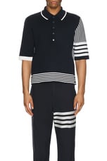 Thom Browne Fun Mix Seersucker Polo in Navy, view 4, click to view large image.