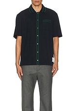 Thom Browne Short Sleeve Striped Shirt in Navy, view 4, click to view large image.