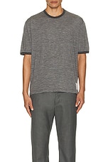 Thom Browne Short Sleeve Ringer Tee in Medium Grey, view 4, click to view large image.