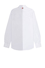 Thom Browne Straight Fit Long Sleeve Shirt in Med Grey, view 2, click to view large image.