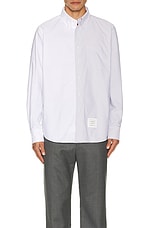 Thom Browne Straight Fit Long Sleeve Shirt in Med Grey, view 4, click to view large image.