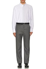 Thom Browne Straight Fit Long Sleeve Shirt in Med Grey, view 5, click to view large image.