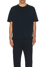 Thom Browne Short Sleeve 4 Bar T-Shirt in Navy, view 4, click to view large image.