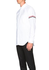 Thom Browne Classic Button Down with Grosgrain Armbands in White, view 2, click to view large image.