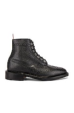 Thom Browne Wingtip Leather Boots in Black, view 1, click to view large image.