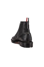 Thom Browne Wingtip Leather Boots in Black, view 3, click to view large image.