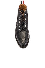 Thom Browne Wingtip Leather Boots in Black, view 4, click to view large image.