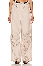 THE MANNEI Ajos Parachute Pant in Taupe, view 1, click to view large image.