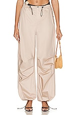 THE MANNEI Ajos Parachute Pant in Taupe, view 2, click to view large image.