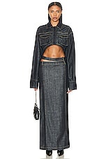 THE MANNEI Ararat Maxi Skirt in Dark Blue, view 4, click to view large image.