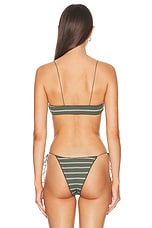 Tropic of C The C Bikini Bralette in White & Olive Stripe Rib, view 3, click to view large image.