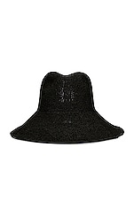 Toteme Paper Straw Hat in Black, view 2, click to view large image.