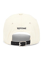 Toteme Leather Trim Cotton Cap in Pebble, view 2, click to view large image.
