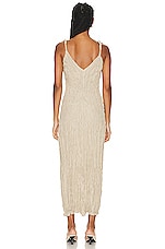 Toteme Twist Strap Crinkled Silk Dress in Overcast Beige, view 3, click to view large image.