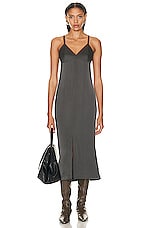 Toteme Front Split Crepe Cami Dress in Lead, view 1, click to view large image.