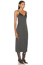 Toteme Front Split Crepe Cami Dress in Lead, view 2, click to view large image.