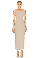 Toteme Off Shoulder Roll Knit Dress in Frost, view 1, click to view large image.