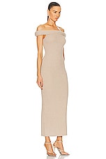 Toteme Off Shoulder Roll Knit Dress in Frost, view 2, click to view large image.