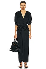 Toteme Satin Knot Dress in Black, view 1, click to view large image.