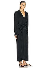 Toteme Satin Knot Dress in Black, view 2, click to view large image.